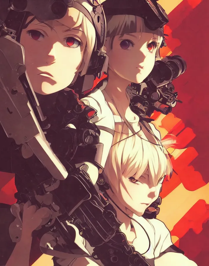 Image similar to ilya kuvshinov anime illustration tank girl, last exile, murata range, fine detail, perfect anime face, dramatic lighting, dynamic composition, art deco, cel shading, vivid, rich texture, yoshinari yoh, alphonse mucha, ( ( ( colorful ) ) )