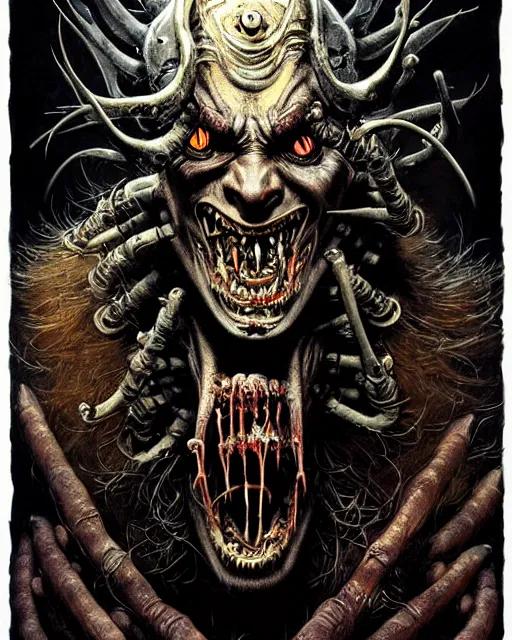 Image similar to junkrat from overwatch, character portrait, portrait, close up, concept art, intricate details, highly detailed, horror poster, horror, vintage horror art, realistic, terrifying, in the style of michael whelan, beksinski, and gustave dore