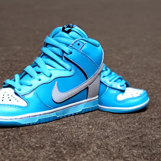 Image similar to a pair of nike dunk baby blue and white