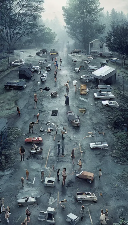 Image similar to rage, by gregory crewdson