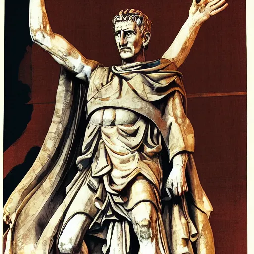 Image similar to roman emperor Julius Caesar at the senate, relaxed, anime portrait by Satoshi Kon and Yoji Shinkawa