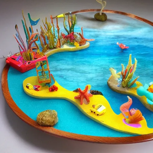 Prompt: ocean scene made out of toys