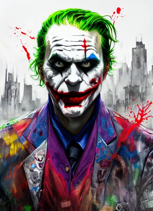 abstract portrait of the joker in gears of war, city | Stable Diffusion