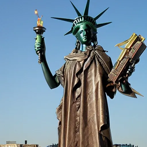 Image similar to steampunk statue of liberty