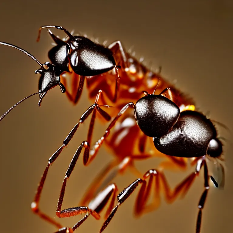 Image similar to macro photograph of a soldier ant, 180mm sigma lens, extremely hyperdetailed, epic composition, masterpiece