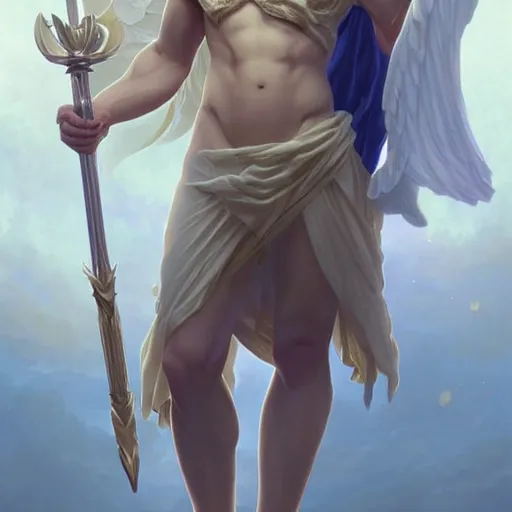 Prompt: Apollo the pale blond Greek God league of legends on his day off, long fluffy curly blond hair, highly detailed, digital painting, artstation, concept art, smooth, sharp focus, illustration, ArtStation, art by artgerm and greg rutkowski and alphonse mucha and Edmund Blair Leighton and Charlie Bowater