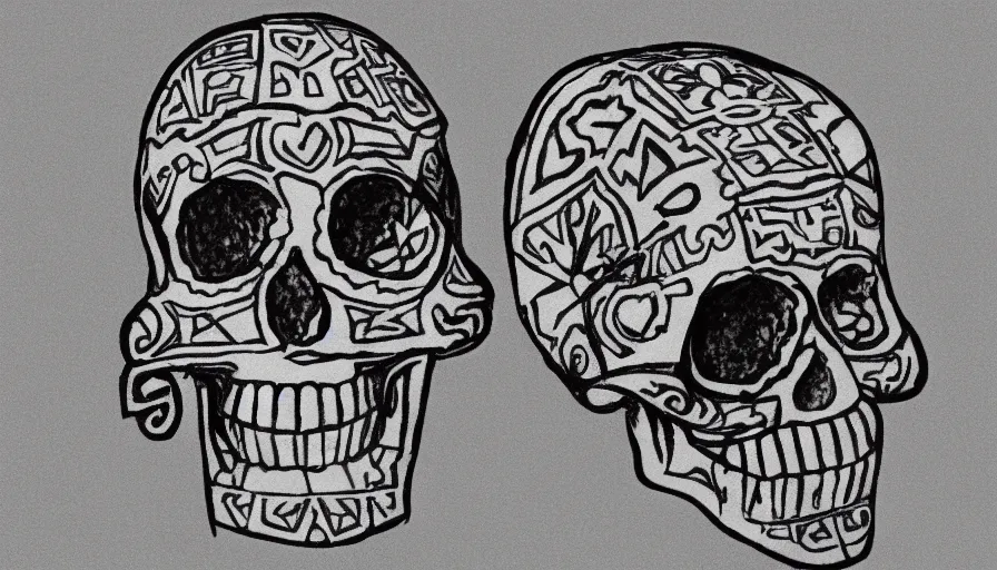 Prompt: single aztec skull