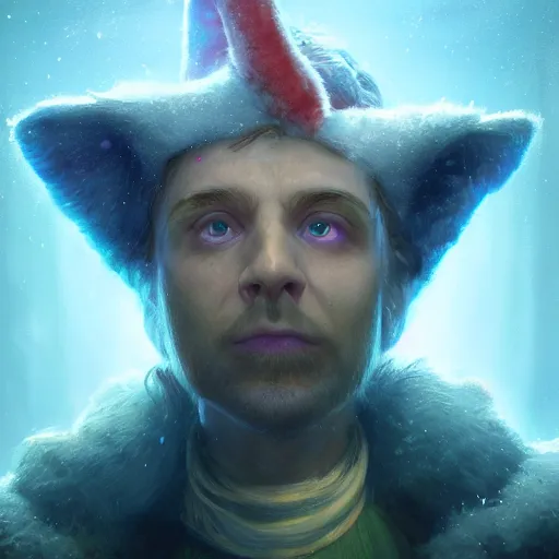 Image similar to A portrait of a cotton-headed ninny-muggins, huggy wuggy from poppy playtime video game, fullbody, ultra high detailed, glowing lights, oil painting, Greg Rutkowski, Charlie Bowater, Beeple, unreal 5, DAZ, hyperrealistic, octane render, RPG portrait, dynamic lighting, fantasy art, beautiful face