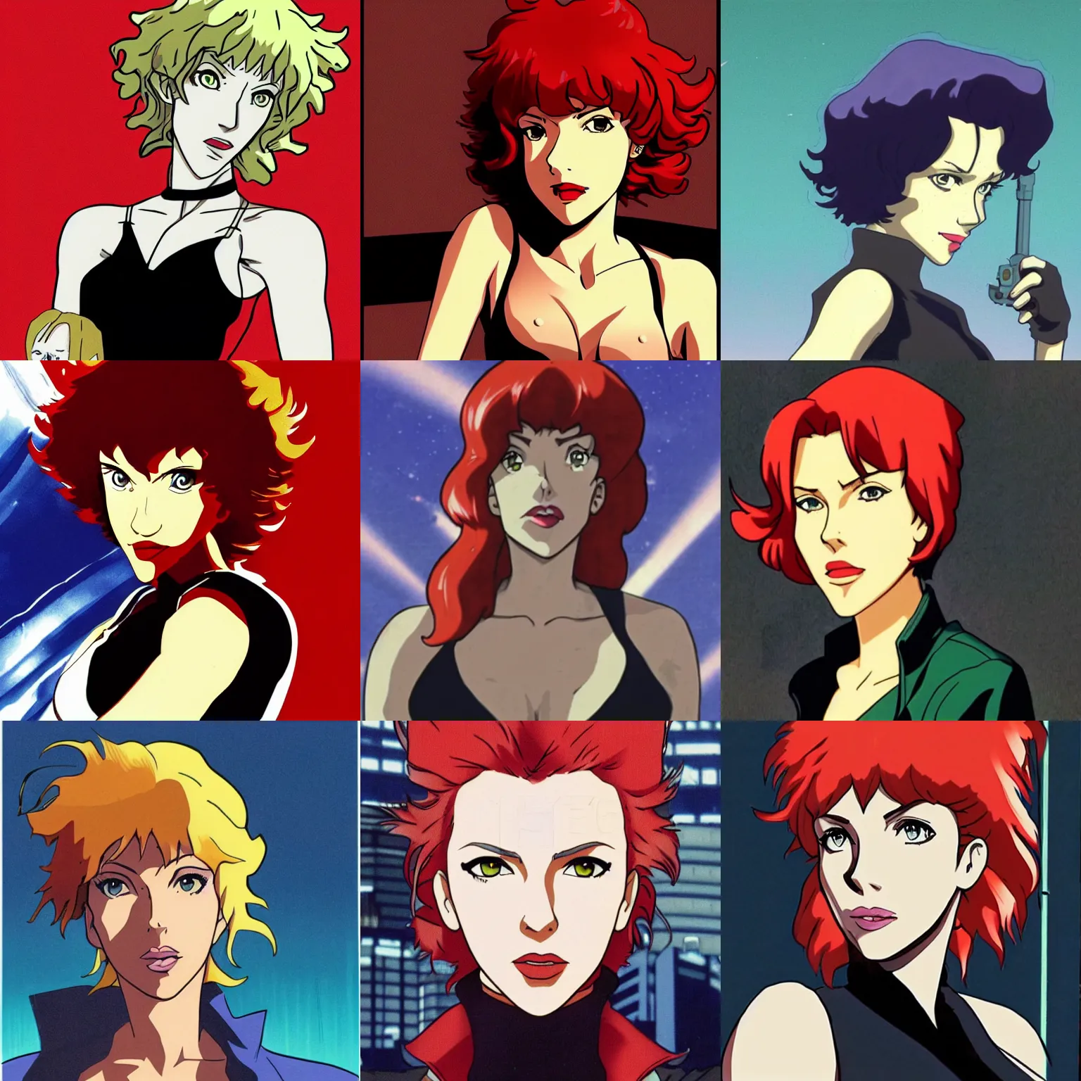 Prompt: portrait of scarlett johansson in cowboy bebop anime