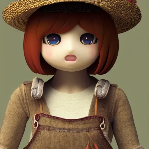 Prompt: cute fumo plush of a farmer girl, symmetry, vray