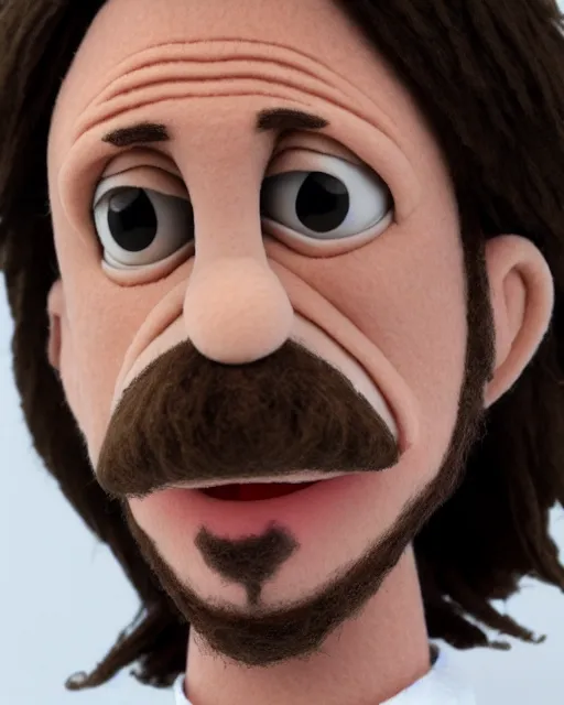 Image similar to pablo iglesias as a muppet. highly detailed felt. hyper real photo. 4 k.