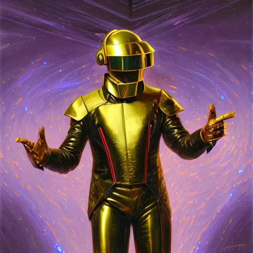 Prompt: Daft Punk, fantasy D&D character, portrait art by Donato Giancola and James Gurney, digital art, trending on artstation