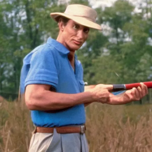 Prompt: Live Action Still of Jerma in Caddyshack, real life, hyperrealistic, ultra realistic, realistic, highly detailed, epic, HD quality, 8k resolution, body and headshot, film still