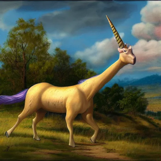 Prompt: the magdeberg unicorn, paleoart,