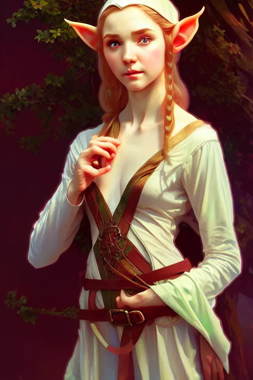 Image similar to beautiful young elf, highly detailed, digital painting, artstation, sharp focus, illustration, art by tan zi and ayanamikodon and alphonse mucha and wlop