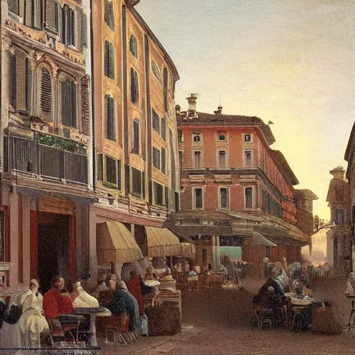 Image similar to the view of a cafe breakfast, buildings in rome by martinus rørbye