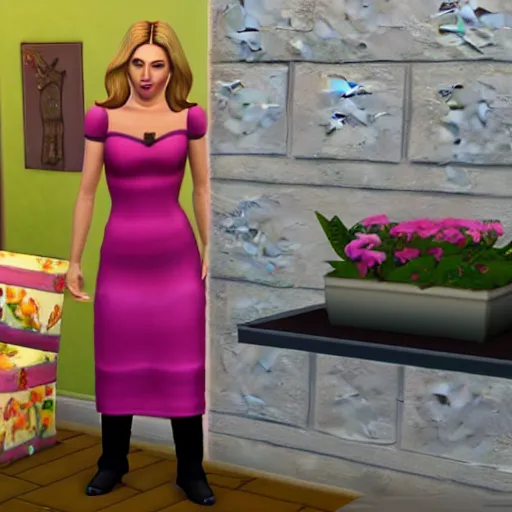 Prompt: a medium shot of madonna. snapshot from the sims