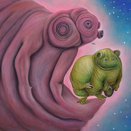 Image similar to A tardigrade-moss-piglet !dream Zach Galianifakis painting by Thomas-Montacellinio