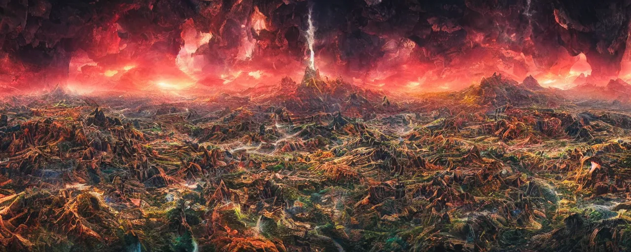 Prompt: amazing crazy landscape photo of a secret civilization, hyperdetailed, nice colors, cinematic masterpiece