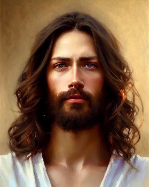 Prompt: jesus christ!!, realistic shaded perfect face, fine details, artgerm, jeremy lipkin and michael garmash