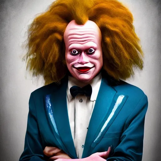 Image similar to stunning award winning hyperrealistic hdr 8 k highly detailed portrait photo of krusty the clown as a real human