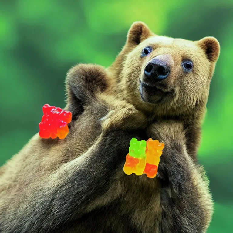 Image similar to close up national geographic photo of wild candy gummy bear wildlife photograph