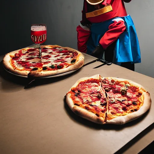 Image similar to clown pizza, clowcore, michelin star food, clowncore funohuse, photo by annie leibowitz