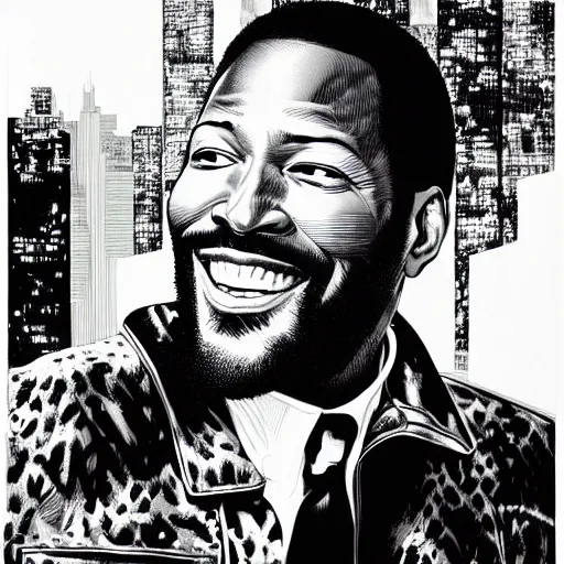 Image similar to portrait of marvin gaye by martin ansin, comics, highly detailed