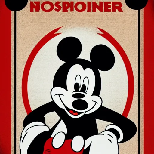 Image similar to Mickey Mouse dictator poster, propaganda