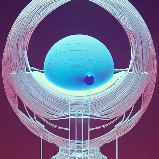 Image similar to symmetry! detailed masterpiece of a robotic moon with wires coming out of it by beeple, digital art, artstation