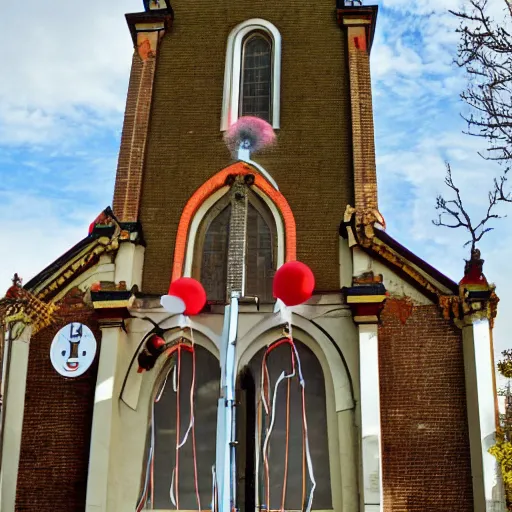 Prompt: photo of a church for clowns