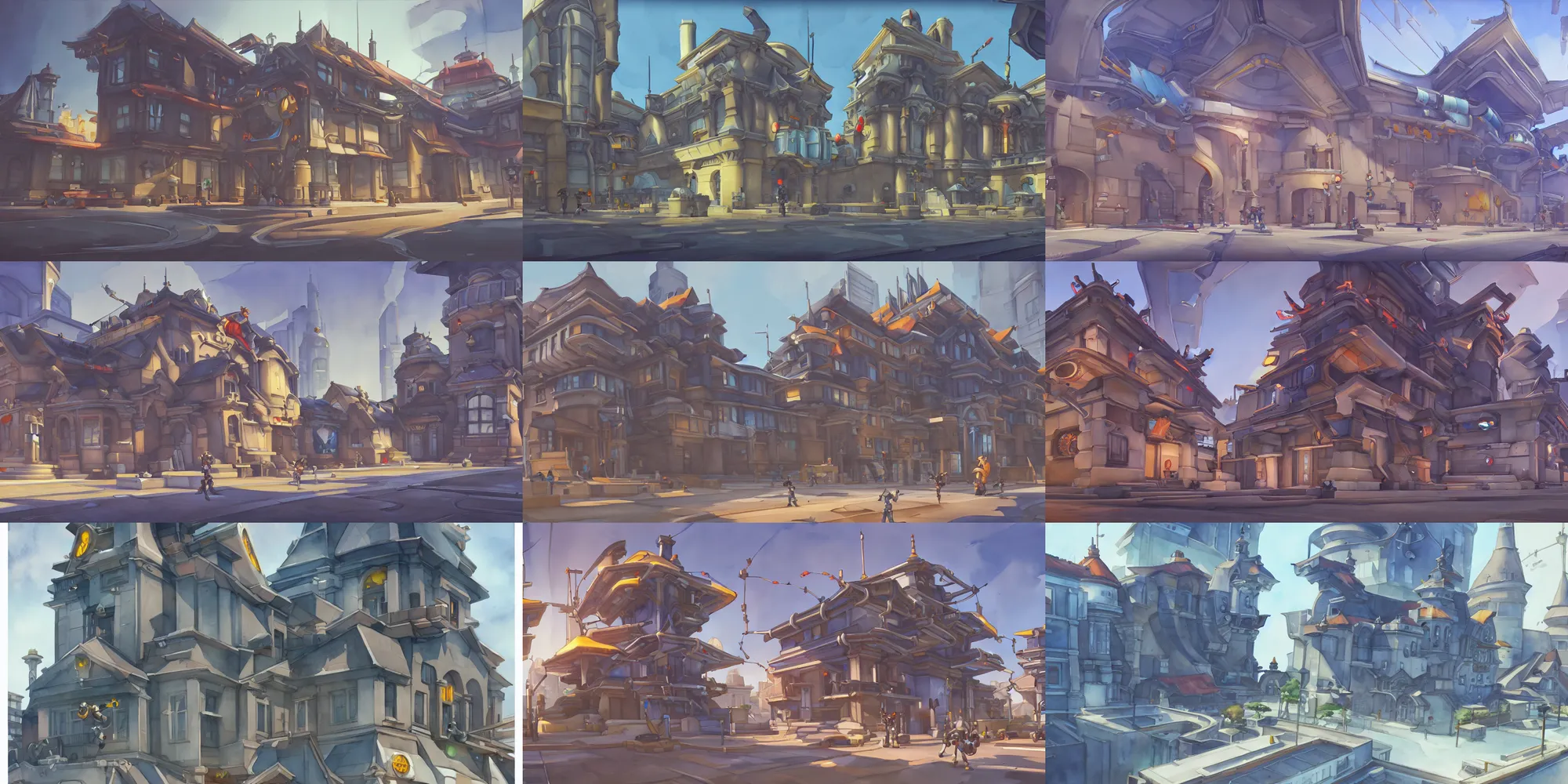 Prompt: overwatch building, stylized, exterior, architecture, in watercolor gouache detailed paintings, insanely detail, artstation, 8 k, futuristic