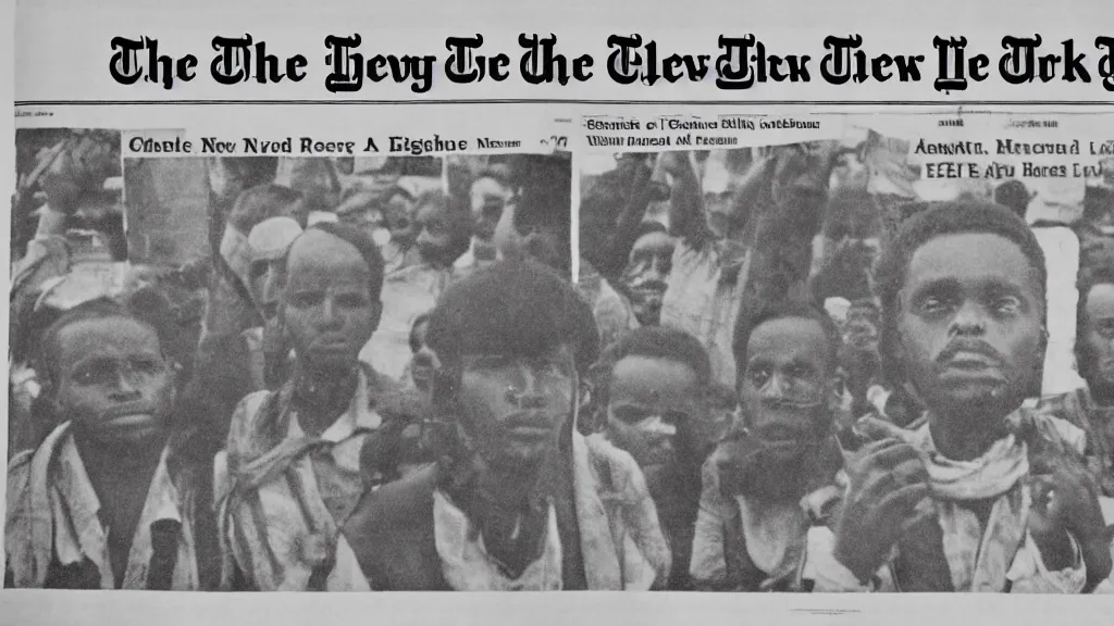 Image similar to 1 9 7 0 red terror, the dergue, key shibir, ethiopia, 4 k, in the cover of new york times