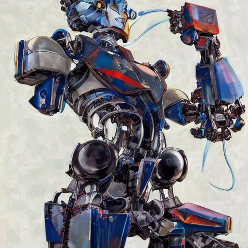 Image similar to portrait of a wired mecha robot in a sailor moon pose, oil on canvas by dave mckean and yoji shinkawa and james jean