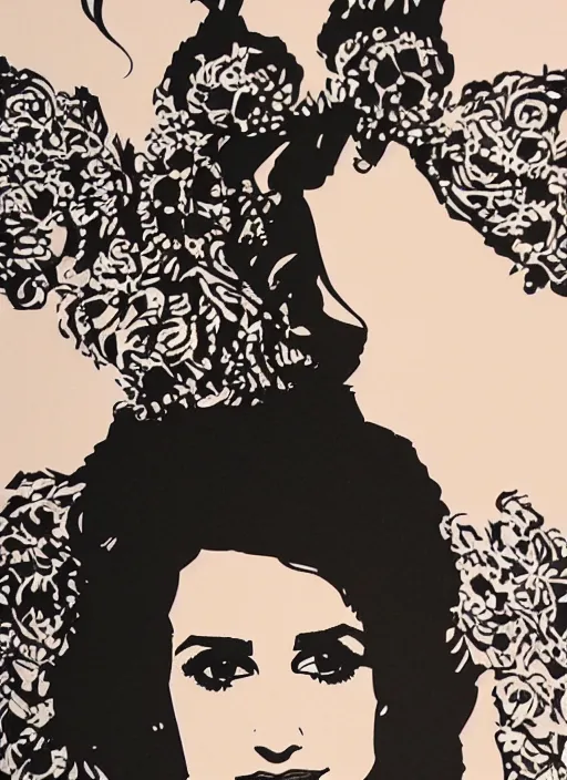 Image similar to penelope cruz, papercut, highly detailed, smooth, sharp, 8 0 mm portrait