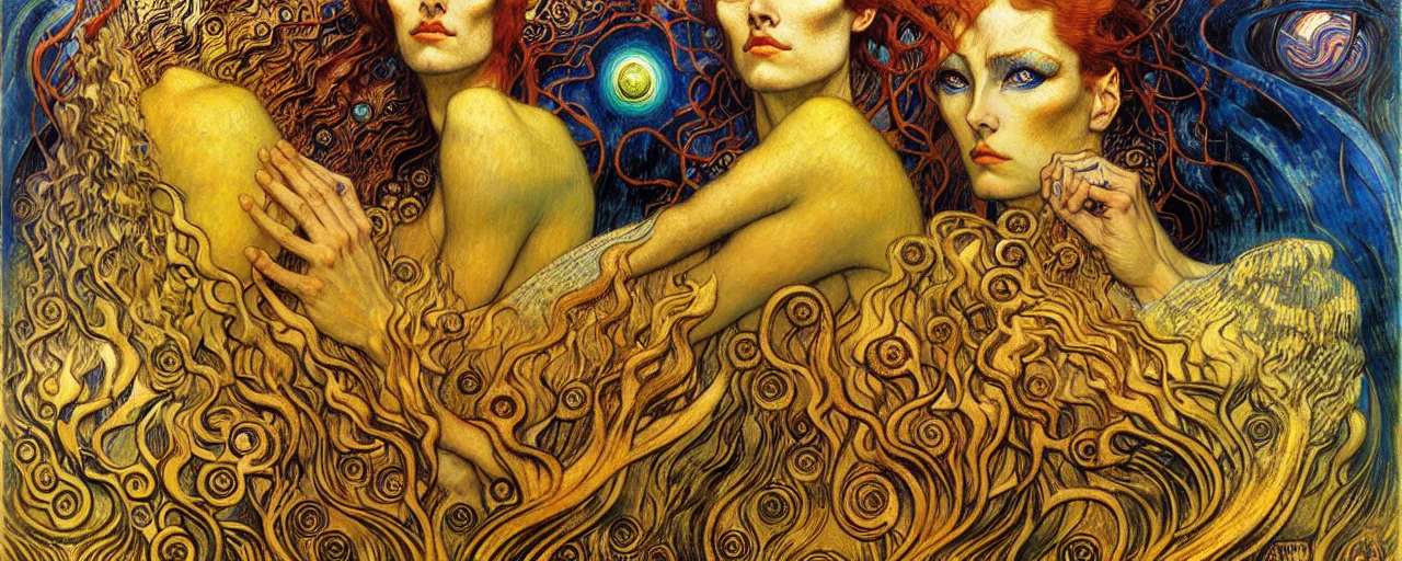 Image similar to Divine Chaos Engine by Karol Bak, Jean Delville, William Blake, Gustav Klimt, and Vincent Van Gogh, symbolist, visionary