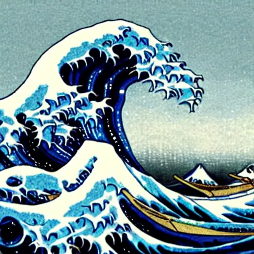 Image similar to gyarados in the great wave off kanagawa