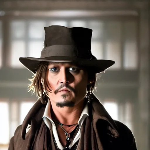 Image similar to johnny depp starring in the movie dog man face, movie still, 8 k