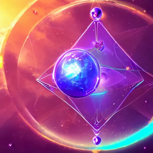 Image similar to purple powerful magic mana symbol, crystal atom solarsystem structure, epic legends game icon, stylized digital illustration, radiating, a glowing aura, global illumination, ray tracing, hdr, unreal engine, octane render, trending on arstation, by ian pesty and katarzyna bek - chmiel