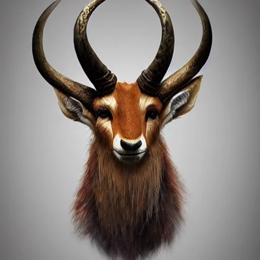 Prompt: “Antelope taxidermy mount that has come to life, happy character, fantastical beast, creature, D&D, fantasy, intricate, cinematic lighting, highly detailed, digital painting, artstation, concept art, smooth, sharp focus, illustration, art by Artgerm and Greg Rutkowski and Alphonse Mucha”