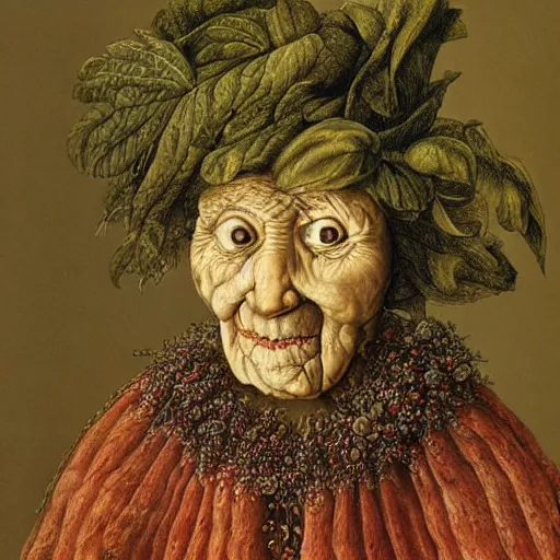 Image similar to a portrait of a old woman by arcimboldo.