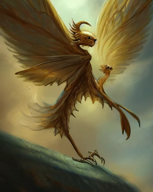 Image similar to a cute magical flying creature with wings, fantasy art drawn by disney concept artists, golden colour, high quality, highly detailed, elegant, sharp focus, concept art, character concepts, digital painting, mystery, adventure