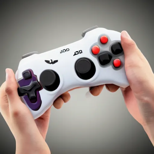 Image similar to a video game controller merging with someone's head, while they are still holding onto the controller,