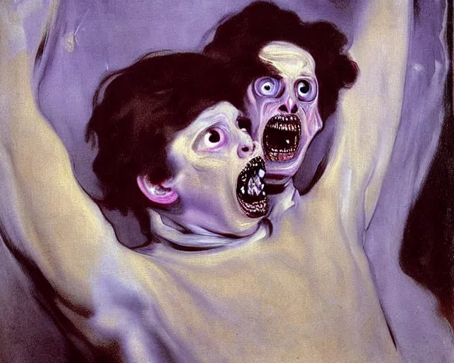 Image similar to a terrifying, disturbing painting by John Singer Sargent
