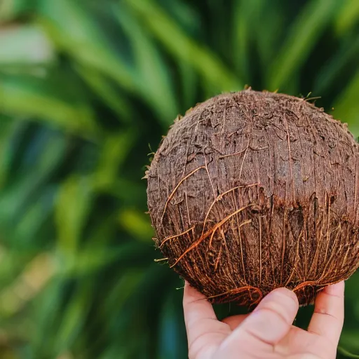 Image similar to a photo of a brown coconut is wearing a dress