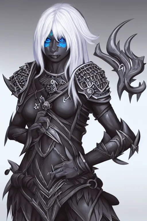 Prompt: a drow warrior, highly detailed, digital art, sharp focus, trending on art station, dungeons and dragons, anime art style