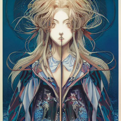 Image similar to portrait of dream anime girl, symmetrical, by yoichi hatakenaka, masamune shirow, josan gonzales and dan mumford, ayami kojima, takato yamamoto, barclay shaw, karol bak, yukito kishiro, areuz