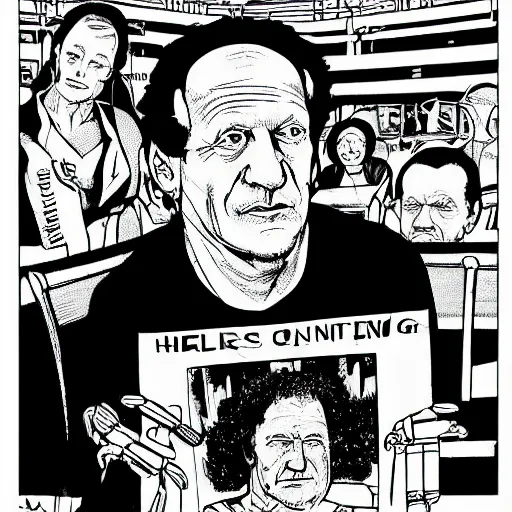 Image similar to werner herzog sits in the waiting area at the dmv holding bolt cutters. childrens coloring book, chris ware, nick drnaso, stylised graphic novel, black and white, coloring pages