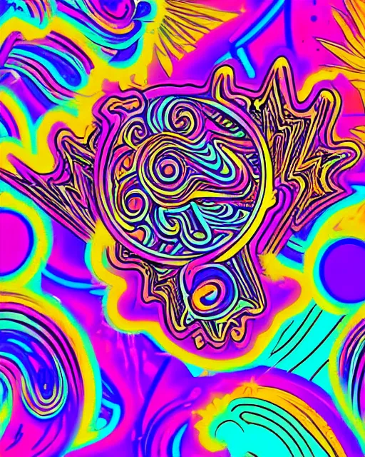 Image similar to psychedelic sticker art, in synthwave vaporwave cyberpunk 6 0 s acid trippy style