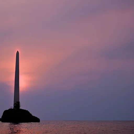 Prompt: a beautiful obelisk rising from the ocean, beautiful lighting, koh phi phi island